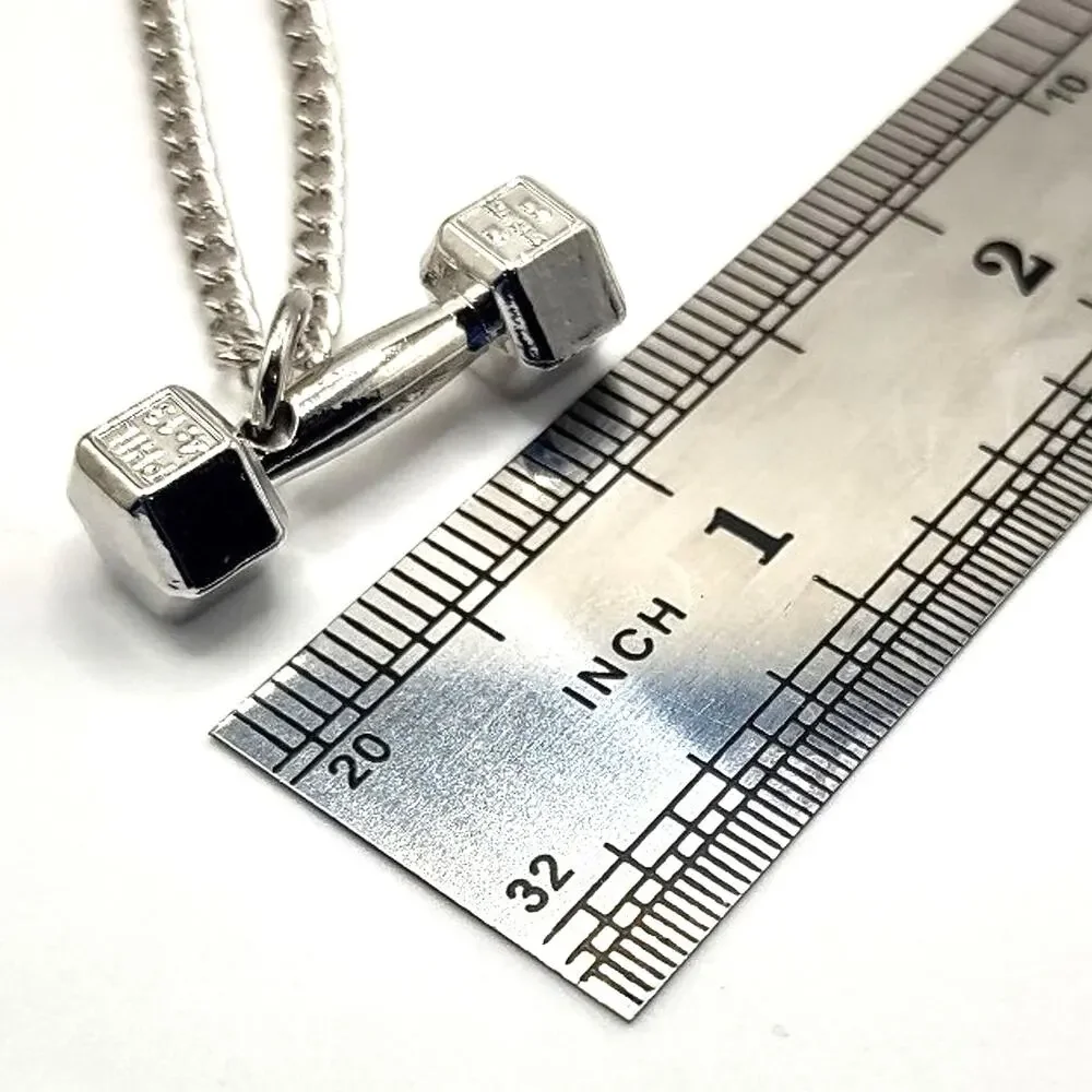 Philippians 4:13 Dumbbell Necklace Christian Fitness Valentine's Stainless NEW